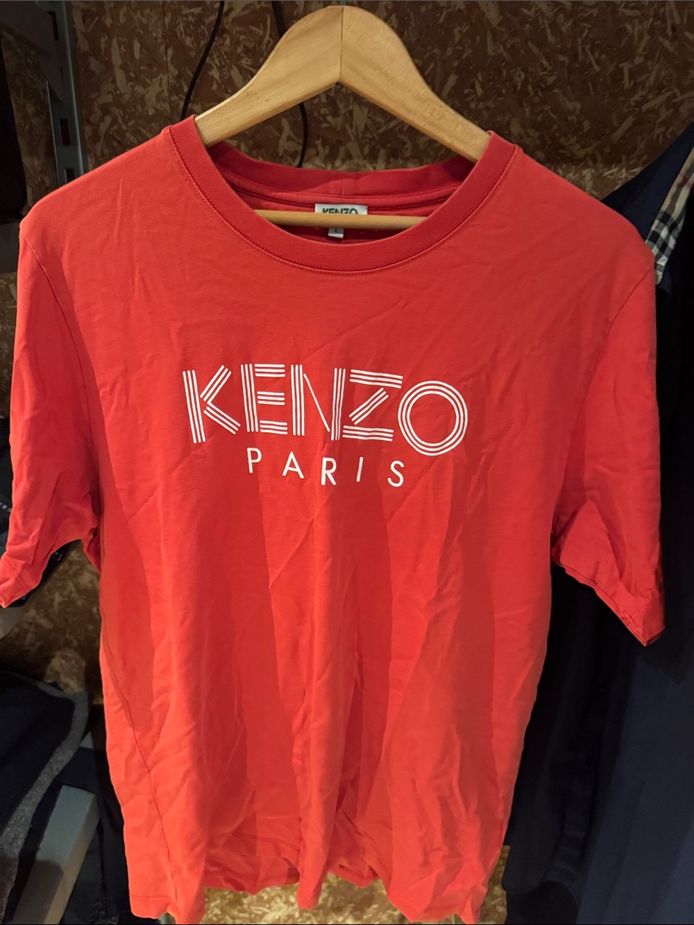 Kenzo Coral-Red Logo Crewneck Tee